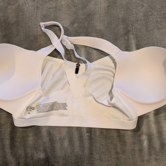 Victoria's Secret Sport White Sports Bra ZipFront-Close Sports Bra 34DD White - Picture 3 of 6